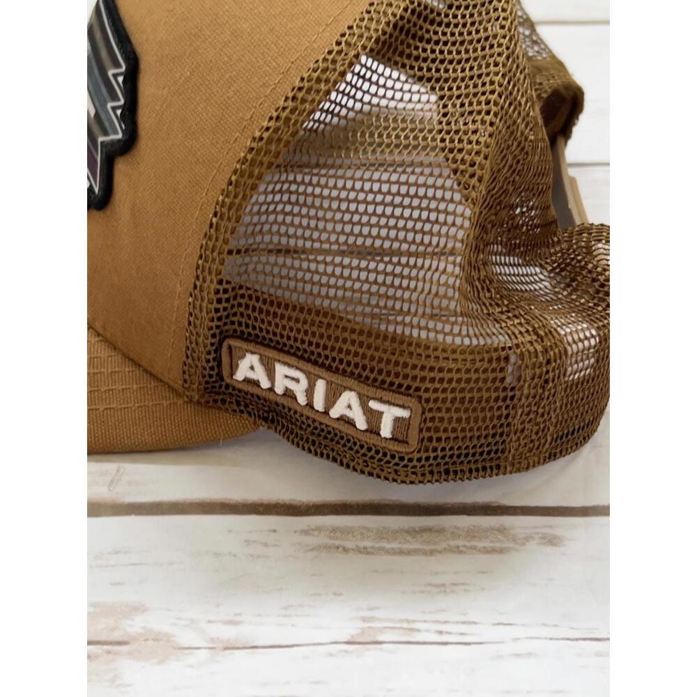 Ariat Brown Mesh Aztec Logo Patch Cap Trucker Hat… - image 3
